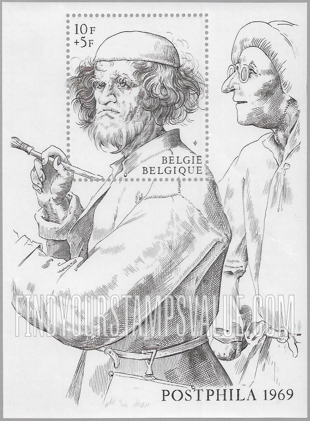 FindYourStampsValue: Semi-Postal: The Painter and the Amateur, by Peter Brueghel