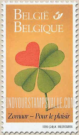 FindYourStampsValue: Greetings Stamps: Four leaf clover with one leaf a heart