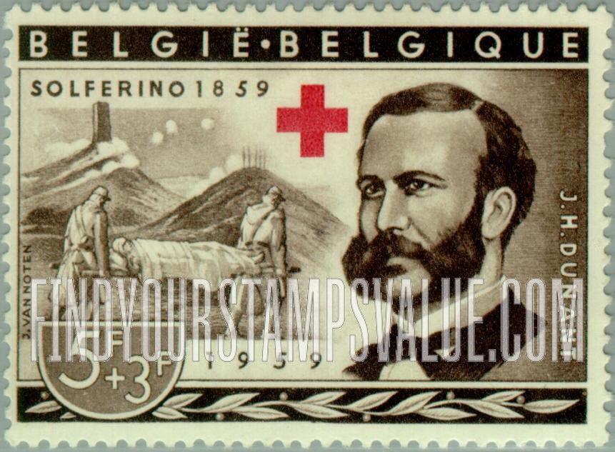 FindYourStampsValue: Semi-Postal: Henri Dunant and Battlefield at Solferino