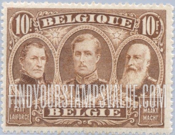 FindYourStampsValue: Kings of Belgium Leopold I, Albert I, Leopold II