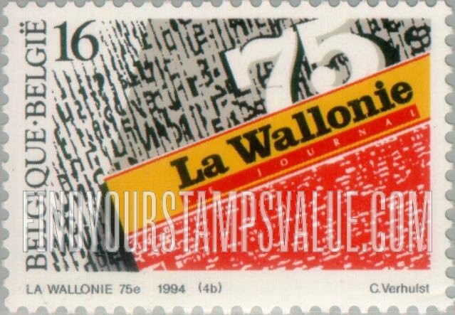 FindYourStampsValue: Daily Newspapers: “La Wallonie”, 75th Anniversary