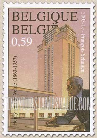 FindYourStampsValue: Henry van de Velde (1863-1957), Architect: Book Tower, Ghent