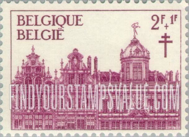 FindYourStampsValue: Semi-Postal, Buildings on Grand-Place, Brussels: “King of Spain”