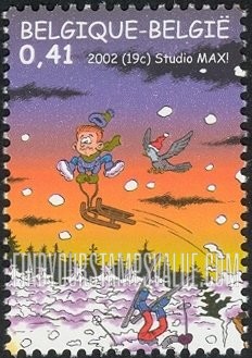 FindYourStampsValue: Christmas: Sledder in air, skier in snow