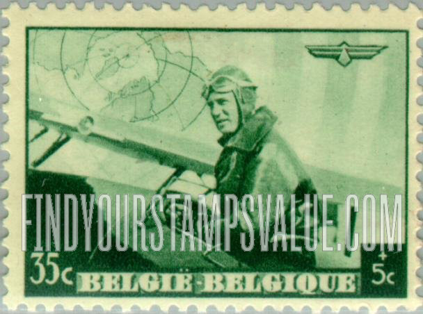 FindYourStampsValue: Semi-Postal: King Leopold III in Military Plane