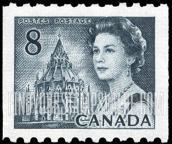 FindYourStampsValue: Coil Stamps: Queen Elizabeth II - Library of Parliament