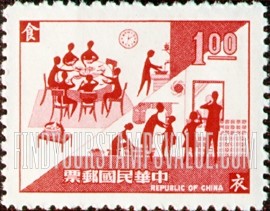 FindYourStampsValue: Family at Dinner Table and Dressing - 家庭在晚餐桌前和梳妆