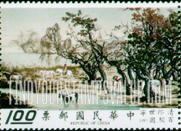 FindYourStampsValue: Horse standing in river - 马在河里站