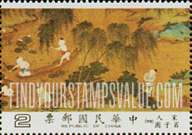 FindYourStampsValue: One Hundred Boys, Sung Dynasty scroll - 一百个男孩 (百子图古画), 宋代