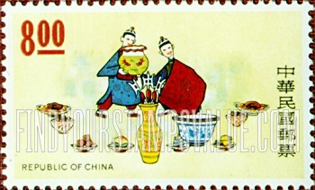 FindYourStampsValue: Magician producing dishes from his robe - 从他的长袍生产菜肴的魔术师