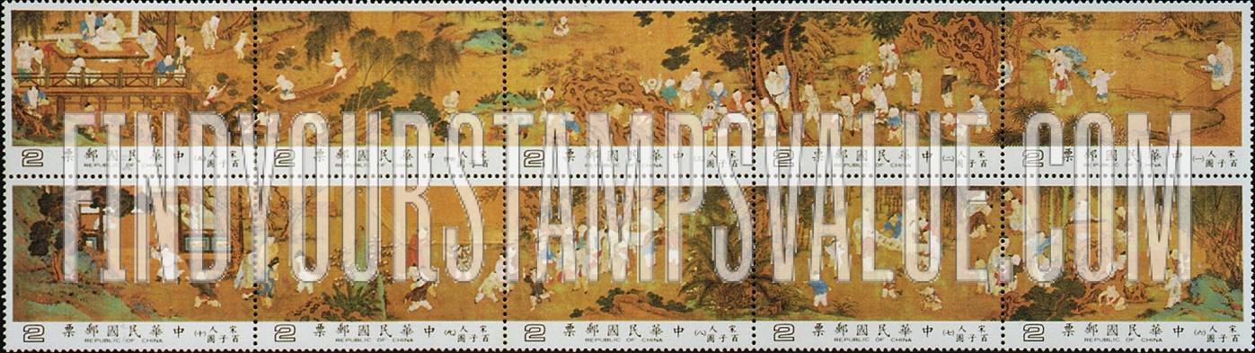 FindYourStampsValue: One Hundred Boys, Sung Dynasty scroll - 一百个男孩 (百子图古画),  宋代