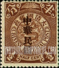 FindYourStampsValue: Shanghai Issue: Dragon, Overprinted in Black or Red – 上海系列: 红色或黑色印的龙