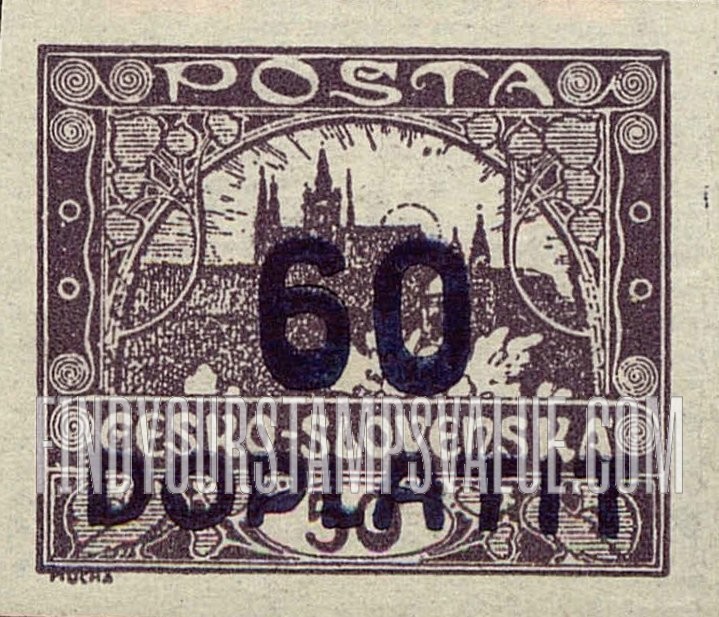FindYourStampsValue: POSTAGE DUE STAMPS - Hradcany at Prague: Surcharged in Violet
