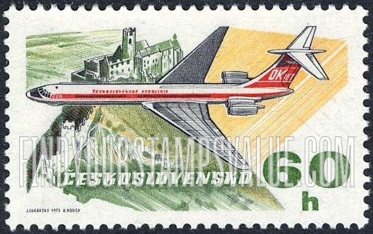 FindYourStampsValue: AIR POST STAMPS - IL-62 over Bezdez Castle