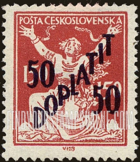 FindYourStampsValue: Czechoslovakia Breaking Chains to Freedom: Surcharged with New Value in Violet