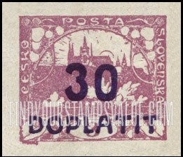 FindYourStampsValue: POSTAGE DUE STAMPS - Hradcany at Prague: Surcharged in Violet