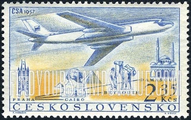 FindYourStampsValue: AIR POST STAMPS - Airline: Prague-Cairo-Beirut-Damascus