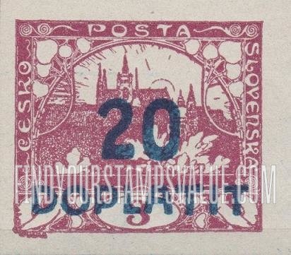 FindYourStampsValue: POSTAGE DUE STAMPS - Hradcany at Prague: Surcharged in Blue