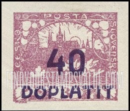 FindYourStampsValue: POSTAGE DUE STAMPS - Hradcany at Prague: Surcharged in Violet
