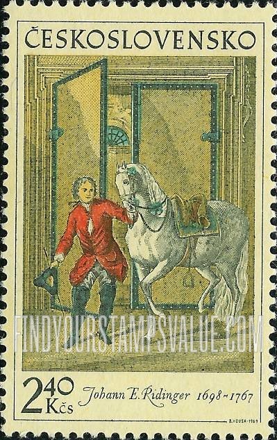 FindYourStampsValue: Old Engravings of Horses: Groom and Horse, by Johann E. Ridinger