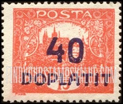 FindYourStampsValue: POSTAGE DUE STAMPS - Hradcany at Prague: Surcharged with New Values in Violet as in 1922