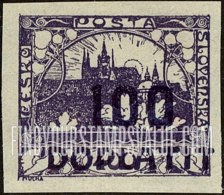 FindYourStampsValue: POSTAGE DUE STAMPS - Hradcany at Prague: Surcharged in Violet