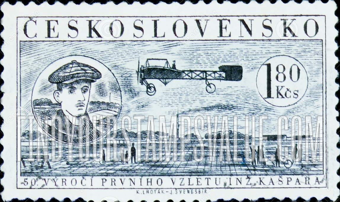 FindYourStampsValue: AIR POST STAMPS - Jan Kaspar and flight of first Czech plane, 1909