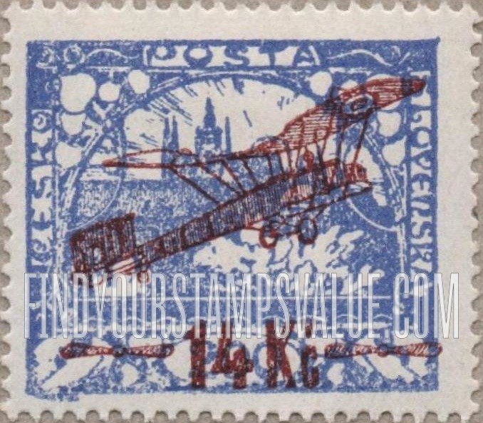 FindYourStampsValue: AIR POST STAMPS - Hradcany at Prague: Surcharged in Red