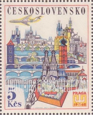 FindYourStampsValue: AIR POST STAMPS - PRAGA 1968 (View of Prague)