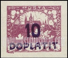 FindYourStampsValue: POSTAGE DUE STAMPS - Hradcany at Prague: Surcharged in Violet