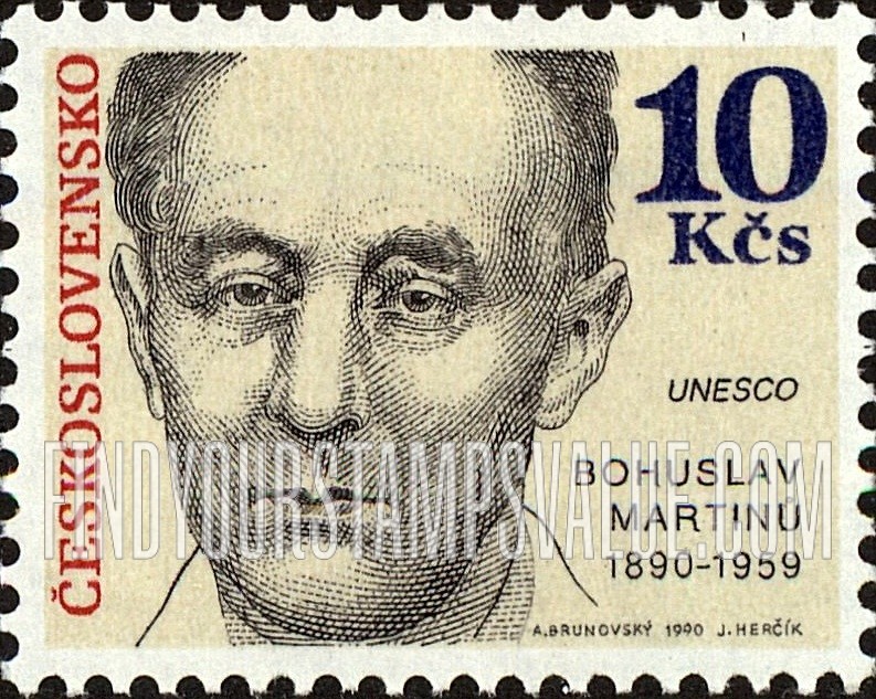 FindYourStampsValue: Famous men: Bohuslav Martinu (1890-1959), composer