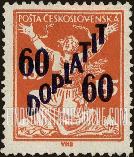 FindYourStampsValue: Czechoslovakia Breaking Chains to Freedom: Surcharged with New Value in Violet