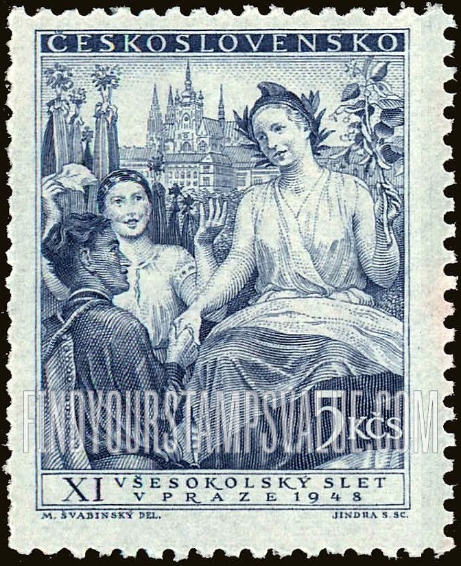 FindYourStampsValue: “Czechoslovakia” Greeting Sokol Marchers