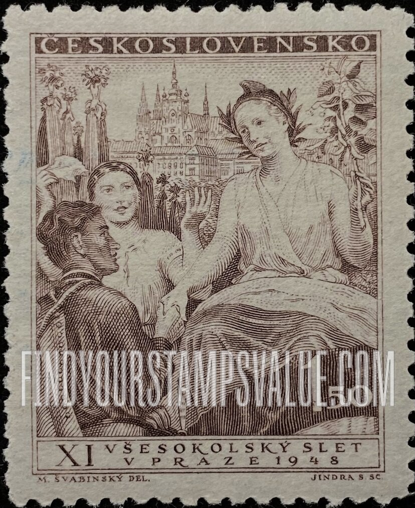 FindYourStampsValue: “Czechoslovakia” Greeting Sokol Marchers