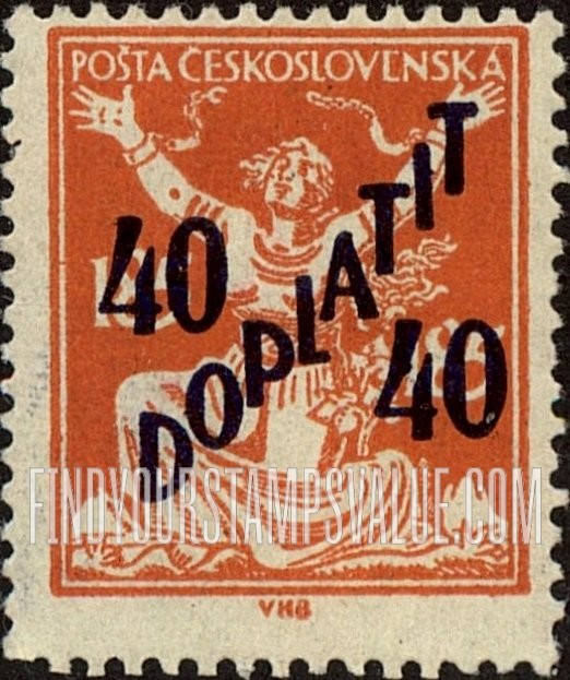 FindYourStampsValue: Czechoslovakia Breaking Chains to Freedom: Surcharged with New Value in Violet