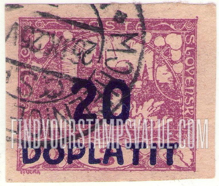 FindYourStampsValue: POSTAGE DUE STAMPS - Hradcany at Prague: Surcharged in Violet