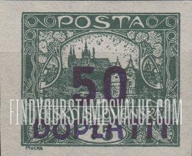 FindYourStampsValue: POSTAGE DUE STAMPS - Hradcany at Prague: Surcharged in Violet