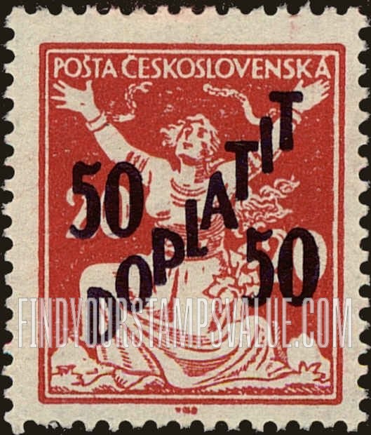 FindYourStampsValue: Czechoslovakia Breaking Chains to Freedom: Surcharged with New Value in Violet