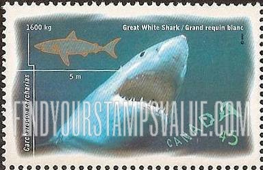 FindYourStampsValue: Salt Water Fish: Great white shark
