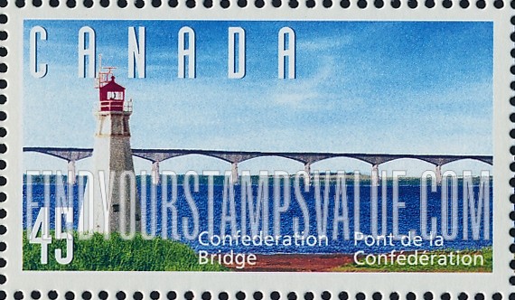 FindYourStampsValue: Opening of the Confederation Bridge: Lighthouse, Bridge