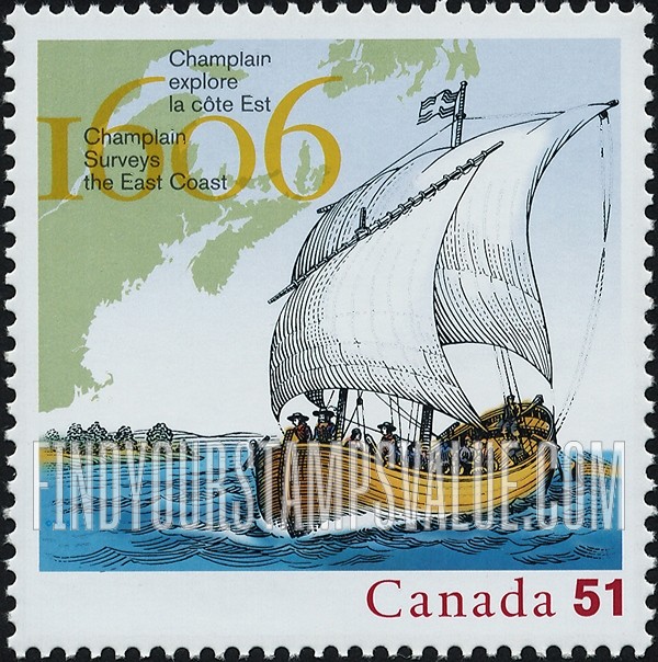 FindYourStampsValue: Exploration of Eastern Coast by Samuel de Champlain, 400th Anniversary