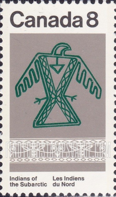 FindYourStampsValue: Indians of Canada: Ojibwa thunderbird and Naskapi pattern