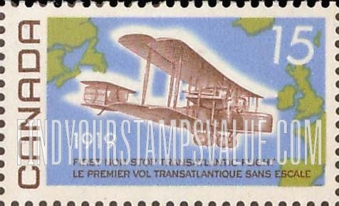 FindYourStampsValue: Vickers Vimy, 1919 and Map of the Atlantic