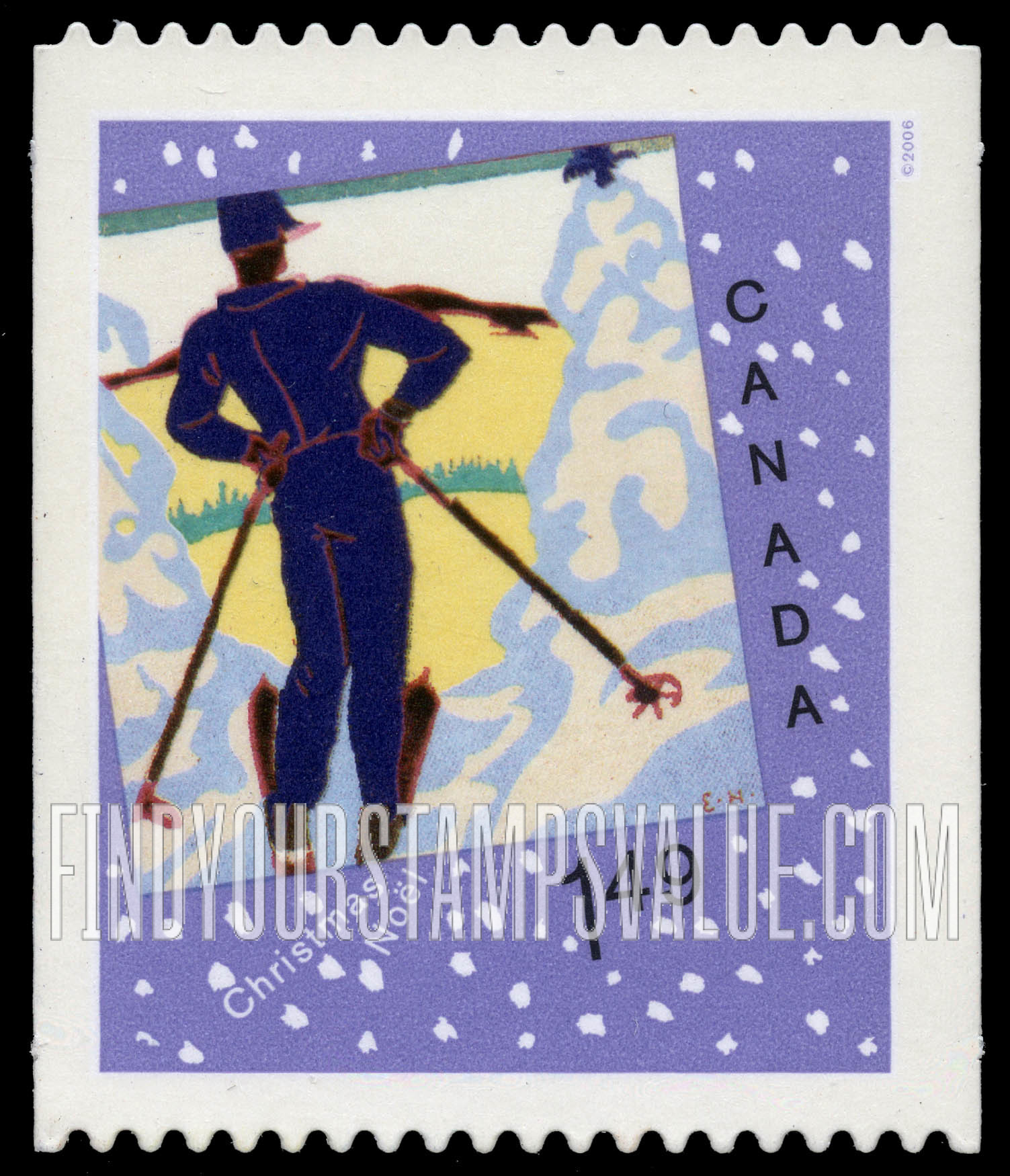 FindYourStampsValue: Christmas Card Art: Contemplation, by Edwin Cheeses Holgate