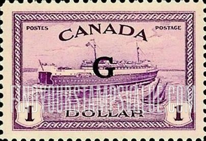 FindYourStampsValue: Official Stamps - Train Ferry, Prince Edward Island overprinted in black