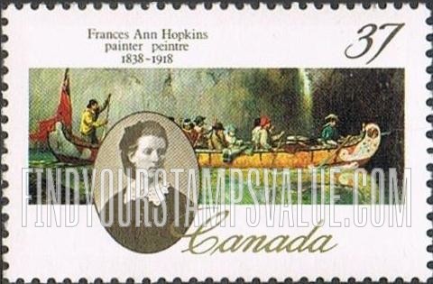FindYourStampsValue: Hopkins and Canoe Manned by Voyageurs