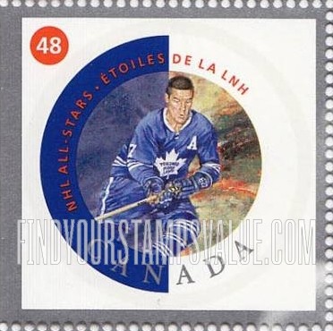FindYourStampsValue: National Hockey League Stars: Tim Horton (Toronto Maple Leafs jersey No. 7).