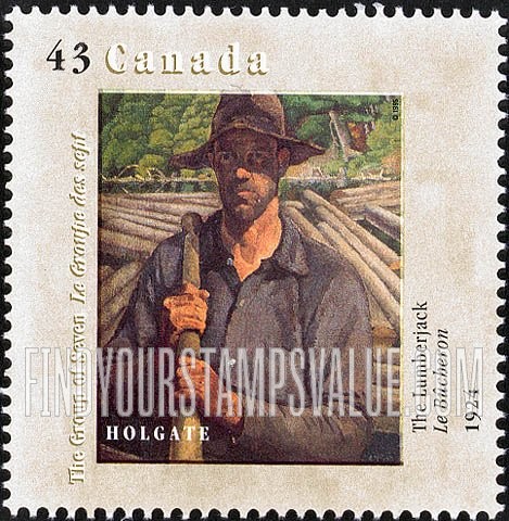 FindYourStampsValue: The Lumberjack, by Edwin Headley Holgate.