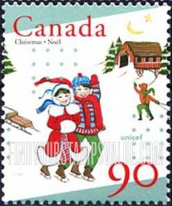 FindYourStampsValue: Christmas: Children skating