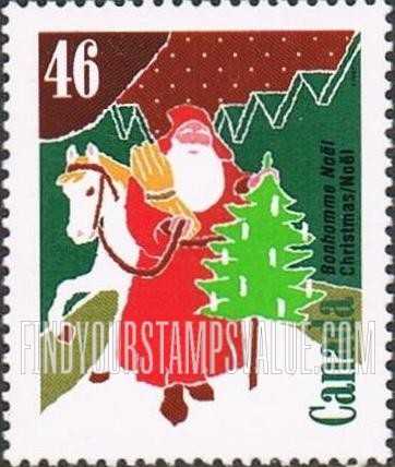 FindYourStampsValue: Santa Claus With white horse, tree